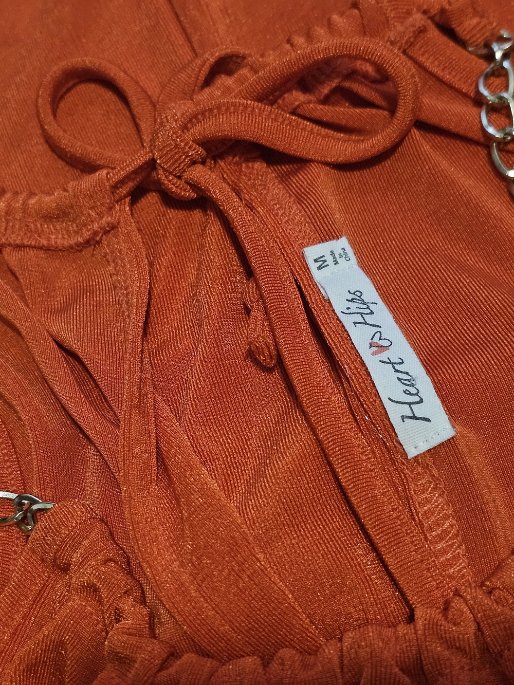 Heart Hips Orange Chain-Strap Mini Dress - M - - Picture 7 of 8